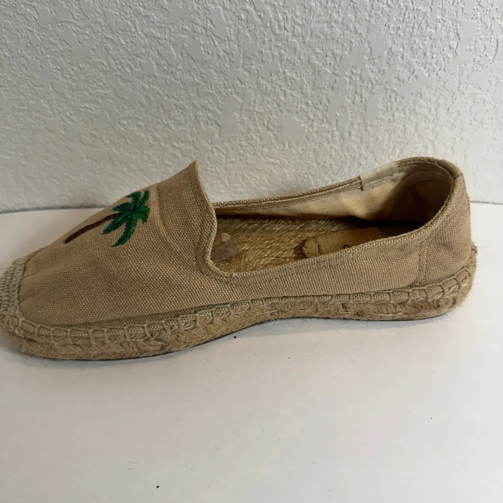 Soludos Espadrille Slip On Palm Tree Embroidered Shoes‎ Womens Size 7.5